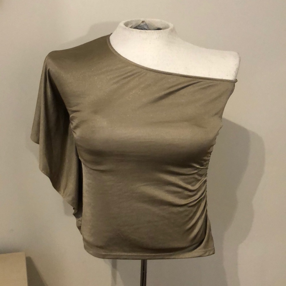 Express one shoulder gold top